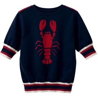 Voodoo Vixen Navy Blue Red Lobster Knit Sweater Top 12 / 14 - Image 1 of 4