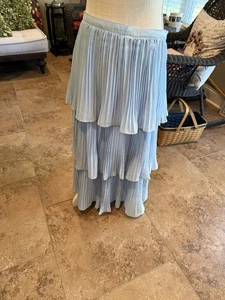 Idem ditto | Gonna Midi/Maxi a strati plissettata blu cipria grande Bohemien Costal - Foto 1 di 6