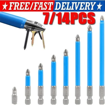 7/14X Magnetic screwdriver bit Bits set PH2 Anti-slip Hex Shank Screw Cross Head - Image 1 of 4