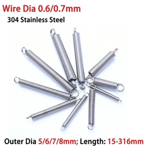 Wire Dia 0.6/0.7mm Extension Springs Tension Springs 15mm-316mm Length Stainless - Picture 1 of 13