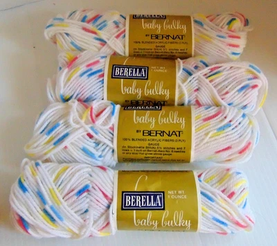 4-1 oz Skeins Bernat Berella Baby Bulky Acrylic Yarn Vaiegated Colors  New - Image 1 of 4