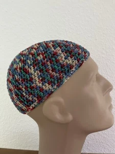 Herren Mütze-gehäkelt-kurz-100%Baumwolle-KU 58-60cm- Bunt - NEU - DJ Ötzi - Bild 1 von 3