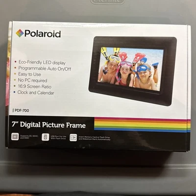 Black Polaroid 7” Hi-Res Digital Picture Frame PDF-700 And 2GB SD Card - Image 1 of 4
