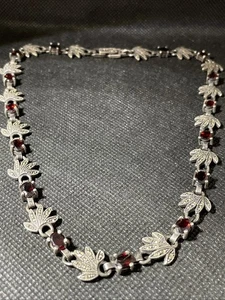 Vintage 925 Silber Collier mit Granat+Markasiten Steinen,37.9g,ungereinigt - Bild 1 von 13