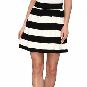French Connection Women's Size 8 Black White Striped Skirt Full Preppy Feminine - Picture 1 of 5