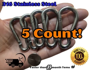 316 Stainless Steel Carabiner snap clip hiking clasp marine grade 6mm 1/4 2 3/8" - Picture 1 of 7