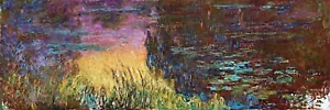 Die Seerosen untergehenden Sonnengemälde von Claude Oscar Monet Reproduktion - Bild 1 von 3