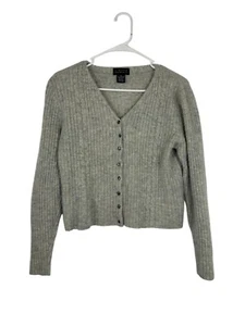 Limited Womens  Cardigan Sweater V-neck  Size M Lambswool & Angora Blend Gray - Picture 1 of 10