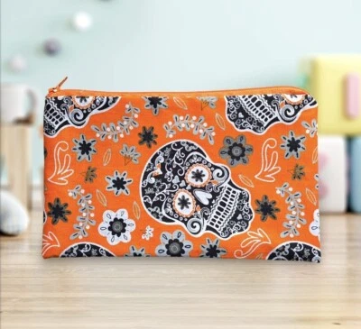 Bolsa con cremallera calavera naranja Foto 1 de 2