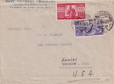 1948 - 100 l. DEMOCRATICA CON 50 L. RISORGIMENTO SU LETTERA PER GLI STATI UNITI