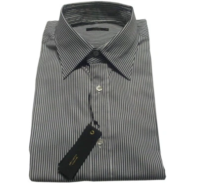 MAURO GRIFONI camicia uomo rigata bianco/nera 100 % cotone MADE IN ITALY  - Immagine 1 di 2