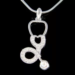 Stetoscopio Borsetta Dottore IN Swarovski Cristallo Physician Provider Collana - Foto 1 di 2