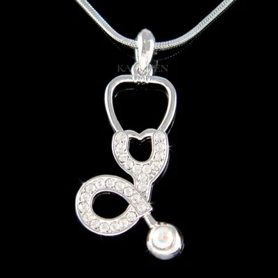 Stethoskop Krankenschwester Arzt Aus Swarovski Kristall Arzt Anbieter Halskette - Bild 1 von 2