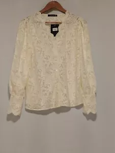 Luxveer Womans Lace Blouse Long Sleeve Size S Cream Super Soft NEW - Picture 1 of 6