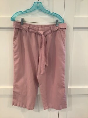 Pantalones Cortos Liz Claiborne Talla Mediana Cinturón Lino Rosa Mezcla Calce Suelto Cinturón Foto 1 de 4