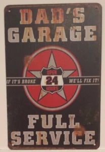 DADS GARAGE Garage Rustic Look Vintage Tin Signs Man Cave, Shed & Bar SIGN - Picture 1 of 2