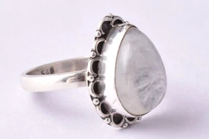 925 Sterling Silver Moonstone Gems Rose Gold / Gold Plated Ring Women GRS-1264 - Picture 1 of 15