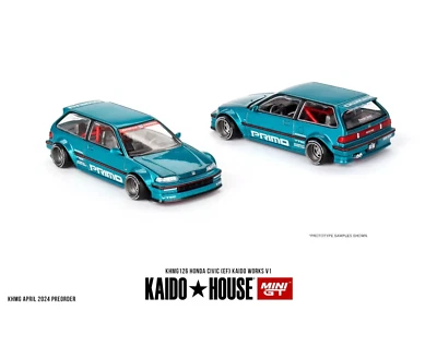Kaido House x Mini GT Honda Civic EF Teal V1 1:64 Kaido Works