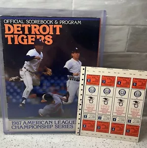 1987 Detroit Tigers ALCS Program and Ticket Strip Proof - AL East Champions - Picture 1 of 3
