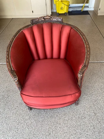vintage chair fabric burgundy color mid century Cover