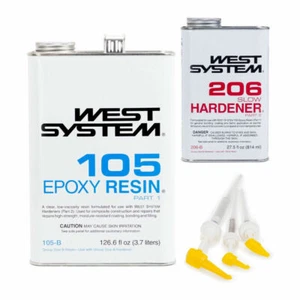 West System Epoxy Resin 105-B Slow Epoxy 206B Hardener & Mini Pump Set - Picture 1 of 4