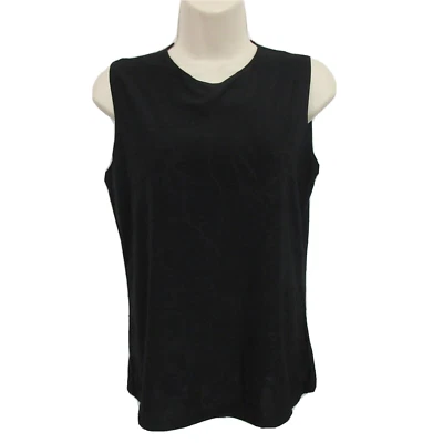 VTG Suzie in the City Black Top Size Large Sleeveless Textured Stretch Knit USA - Image 1 of 4