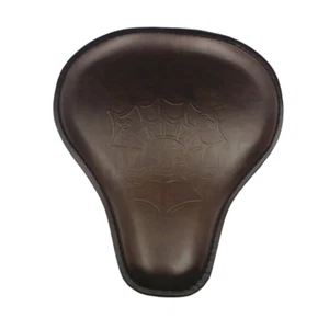Brown Skull Leather Solo Driver Seat Chopper Old School Bobber Vintage CB Retro - Picture 1 of 5