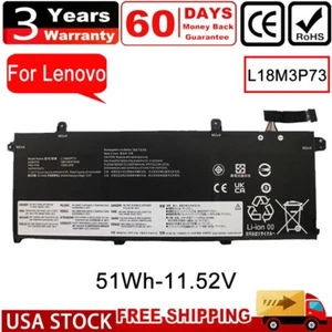 L18M3P73 Battery For Lenovo ThinkPad T490 T495 P14s T14 Gen 1st 2nd Series 51Wh - Picture 1 of 9