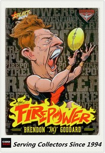 2014 AFL Champions Laserfoil Firepower Caricature FC14 Brendan Goddard (Essendon