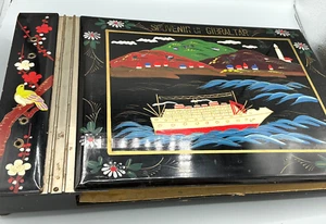 Vintage Souvenir of Gibraltar Musical Hand Painted Lack Fotoalbum Holz Box - Bild 1 von 10