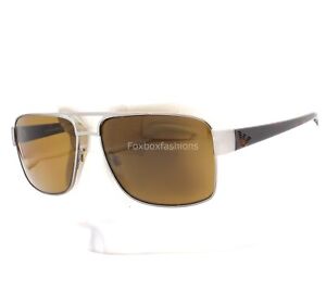 Giorgio Armani EA 2002 3010/83 Sunglasses Gunmetal Silver Brown Havana Polarized