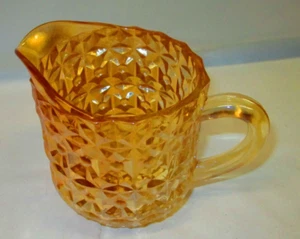 Jeanette Glass Floragold Holiday Buttons and Bows Milk Pitcher Iridescent - Picture 1 of 15