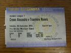 08/09/2012 Ticket: Crewe Alexandra V Tranmere Rovers  (Folded). Thanks For Viewi