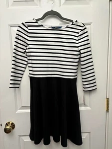 Polo Ralph Lauren black and white striped girls knit jersey dress size L - Picture 1 of 3