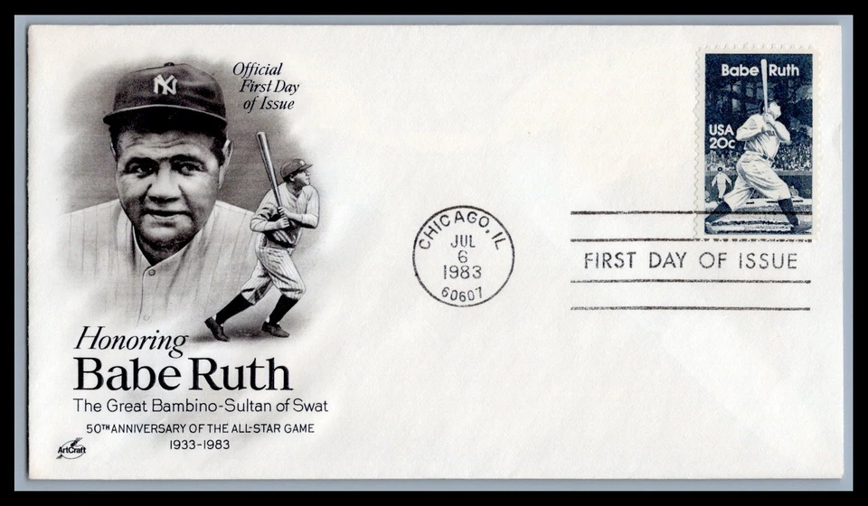 US FDC # 2046 20c Babe Ruth ArtCraft  S.Cancel 1983, 9d747 - Image 1 of 1
