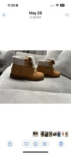 Timberland Linden Woods Fleece Fold Down Boots Wheat Nubuck Waterproof Sz 7 - Picture 1 of 6