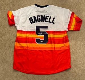 MAGLIA JEFF BAGWELL FIRMATA HOUSTON ASTROS ARCOBALENO XL BECKETT COA AUTENTICA - Foto 1 di 4