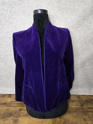 Vintage Piece Time Purple Crushed Velvet Open Blazer Womens Size 6 Made In Japan - Image 1 of 4
