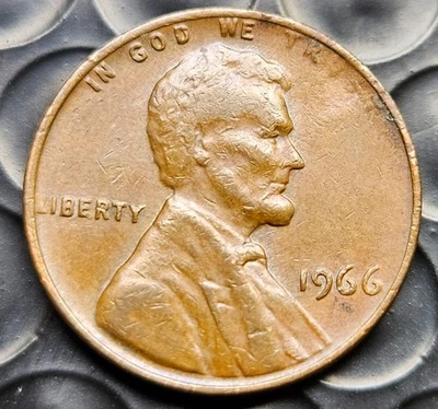 1966 Lincoln Cent Grease Struck Through Trust, Split L in Liberty Errors  - Image 1 of 4