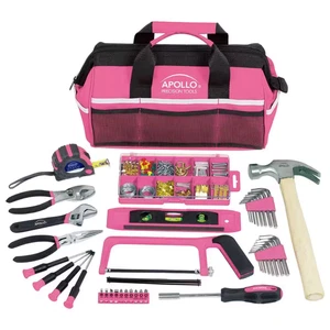 Apollo Home Tool Kit 201 Piece Pink Soft Sided Tool Bag Household Repair Set - Picture 1 of 7