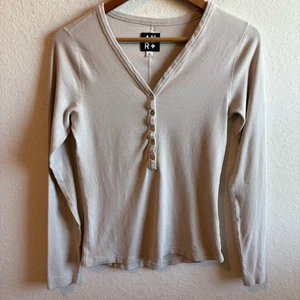 Alp N Rock Beige Henley Size Small Organic Cotton Blend - Picture 1 of 4