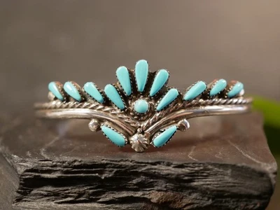 Silber Armreif Besatz Türkis Tropfen Tribal Ethno Indianer Kordeln Ornamente - Bild 1 von 4