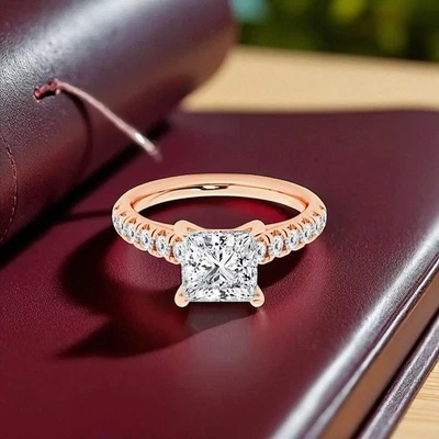 Princess Cut Diamond Engagement Ring 1.30 Ct IGI GIA Lab Grown 18K Rose Gold - Image 1 of 4