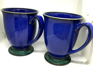 2 x Denby Footed Mugs Metz Blue/Green 4 x 3" - Picture 1 of 5