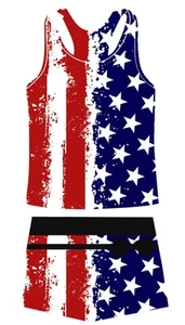 4th of July Girls American Flag Patriotic Swimsuits Size 6-7 Bathing Suits fo... - Picture 1 of 2