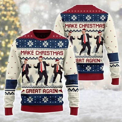 Trump Dancing Make Christmas Great Again Ugly Sweater, Donald Trump Sweater - Image 1 of 4
