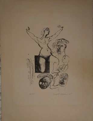 Rudolf Hausner: "Odysseus". Lithographie 1965. Signiert No. 66 von 350 Ex. - Bild 1 von 2