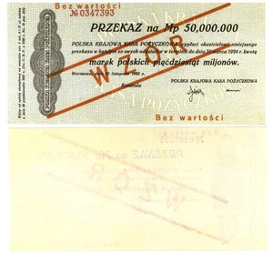 u Nota de reproducción Polonia 5000000 Marek 1923 ESPECIMEN Pick #40s 4058R - Imagen 1 de 1