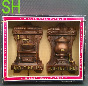 Vintage 1970s Miller Wall Plaque Any Time Is Coffee Time M37 Cup Mug Holder Hook - Picture 1 of 13