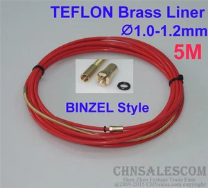 BINZEL Style PTFE  with Brass Liner and Cooper Terminal 1.0-1.2mm Wire 5M 16ft  - Picture 1 of 5